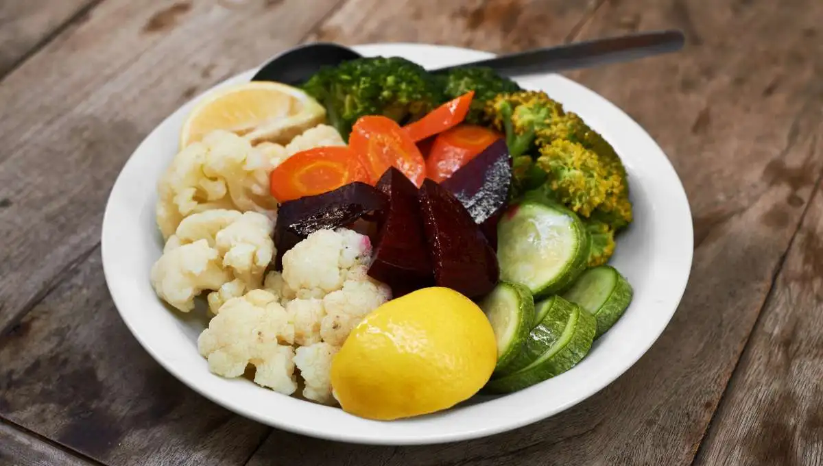 boiling vegetables in plate