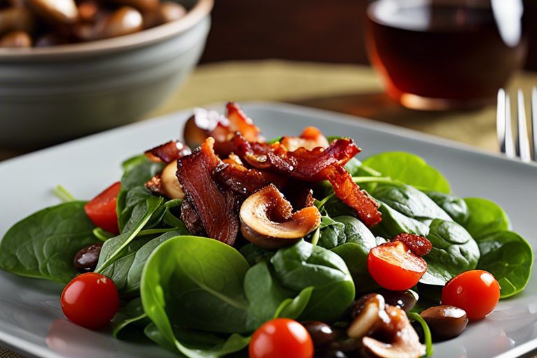 Spinach Salad with Bacon and Mushrooms